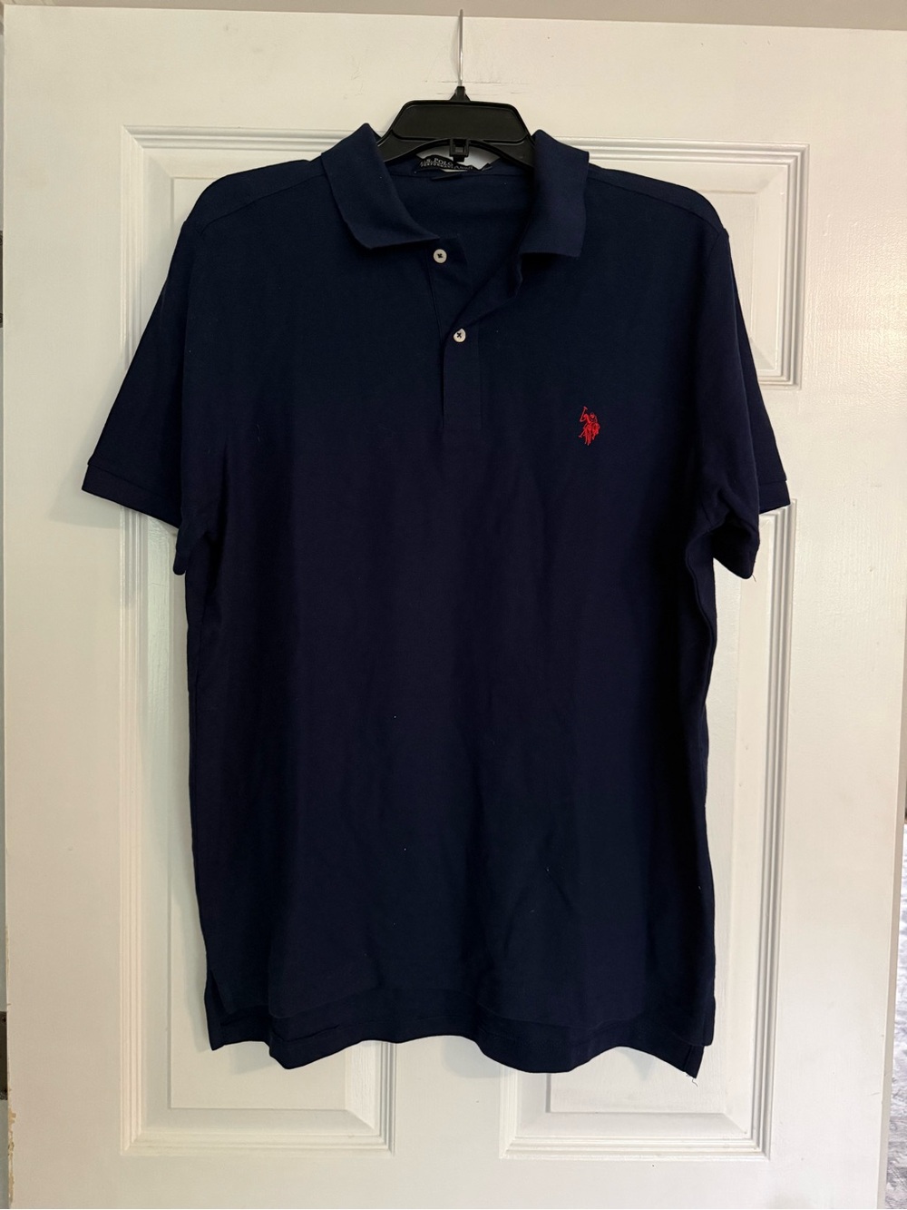 U.S. Polo Assn. Navy Short-Sleeve Polo with Red Pony Logo